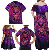 Fire Skull Family Matching Off Shoulder Maxi Dress and Hawaiian Shirt The Only Thing That Can Stop Me Is Me - Wonder Print Shop