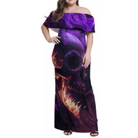 Fire Skull Family Matching Off Shoulder Maxi Dress and Hawaiian Shirt The Only Thing That Can Stop Me Is Me - Wonder Print Shop
