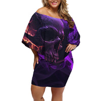 Fire Skull Family Matching Off Shoulder Short Dress and Hawaiian Shirt The Only Thing That Can Stop Me Is Me - Wonder Print Shop