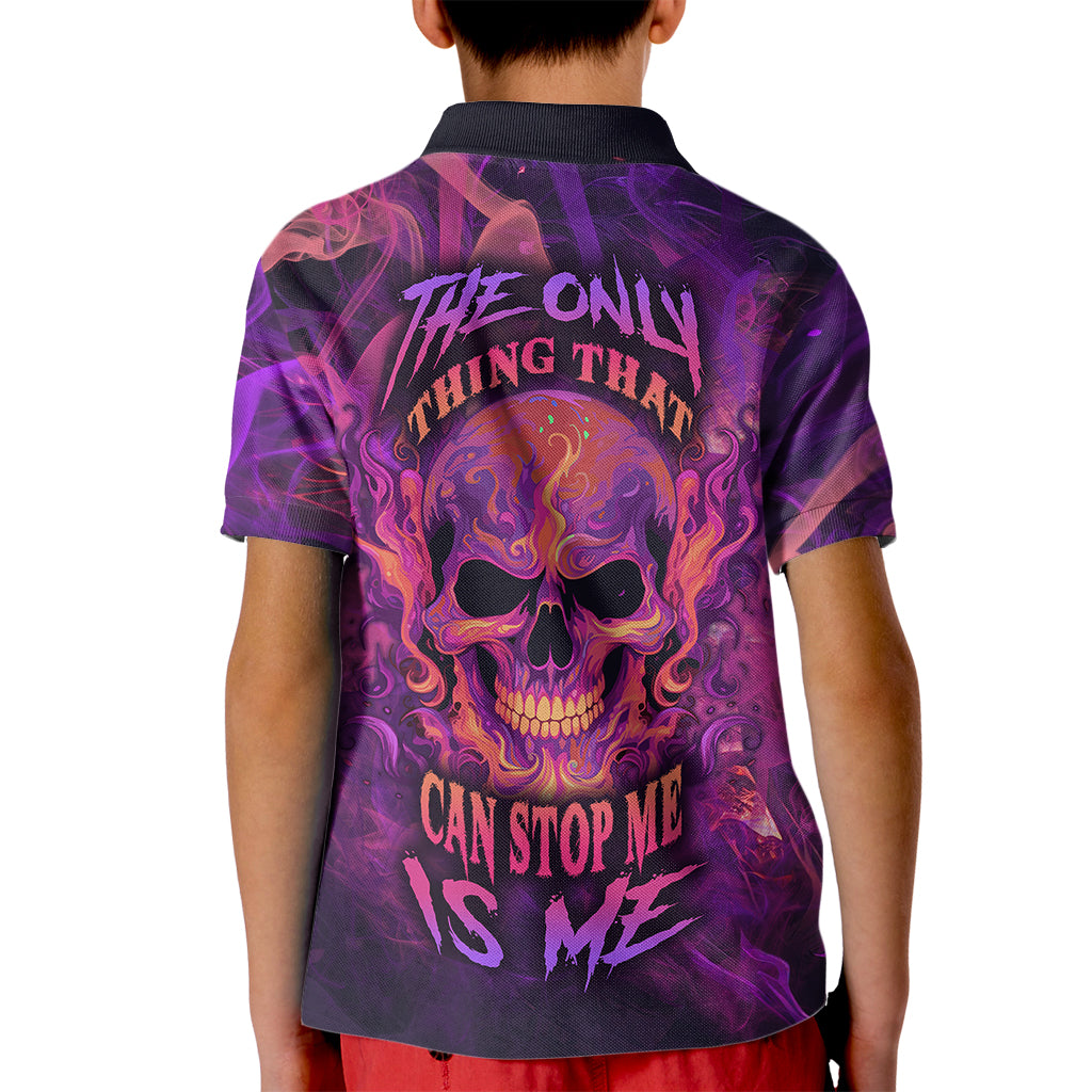Fire Skull Kid Polo Shirt The Only Thing That Can Stop Me Is Me - Wonder Print Shop
