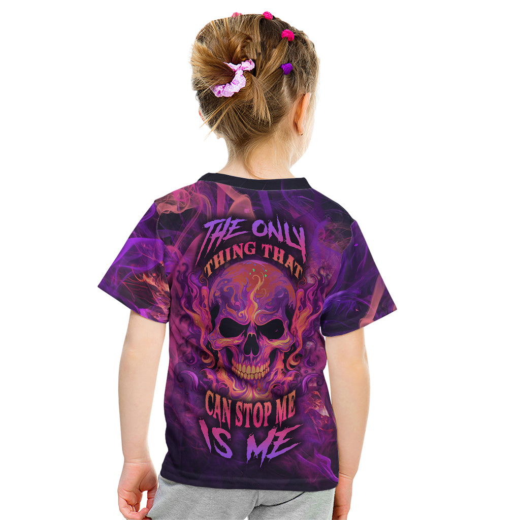 Fire Skull Kid T Shirt The Only Thing That Can Stop Me Is Me - Wonder Print Shop