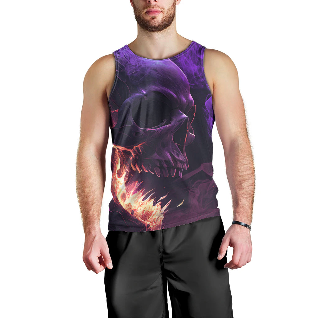 Fire Skull Men Tank Top The Only Thing That Can Stop Me Is Me - Wonder Print Shop