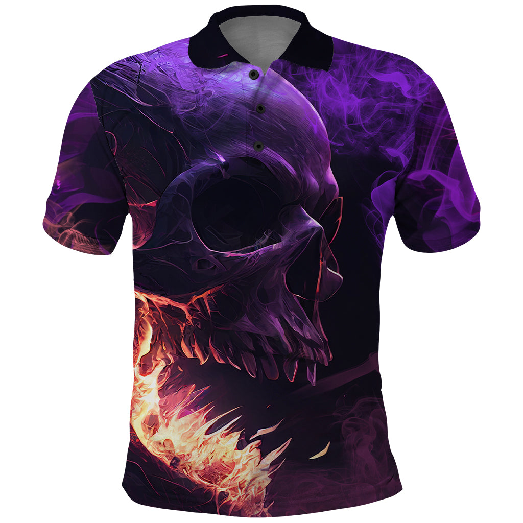 Fire Skull Polo Shirt The Only Thing That Can Stop Me Is Me - Wonder Print Shop
