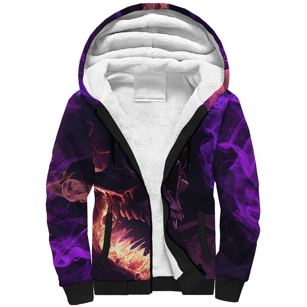 Fire Skull Sherpa Hoodie The Only Thing That Can Stop Me Is Me - Wonder Print Shop
