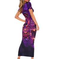 Fire Skull Short Sleeve Bodycon Dress The Only Thing That Can Stop Me Is Me - Wonder Print Shop