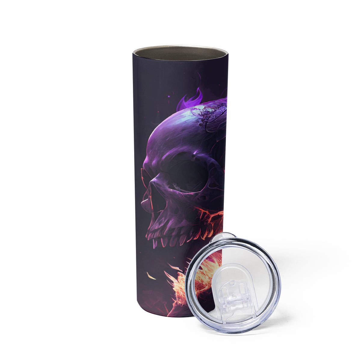 Fire Skull Skinny Tumbler The Only Thing That Can Stop Me Is Me - Wonder Print Shop