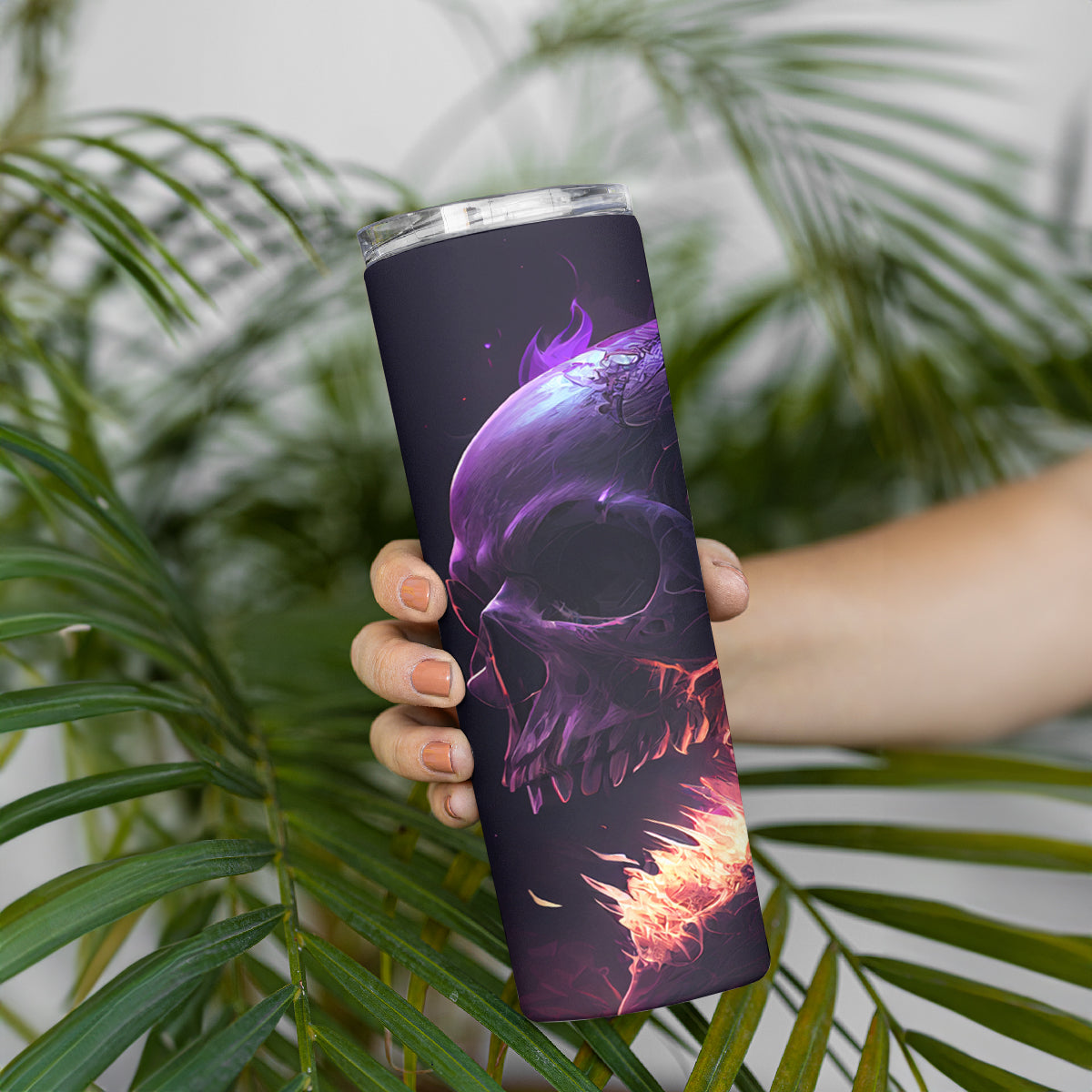 Fire Skull Skinny Tumbler The Only Thing That Can Stop Me Is Me - Wonder Print Shop