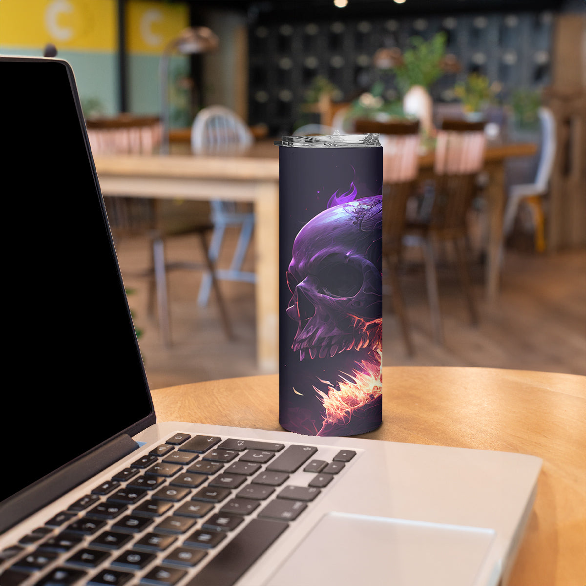 Fire Skull Skinny Tumbler The Only Thing That Can Stop Me Is Me - Wonder Print Shop