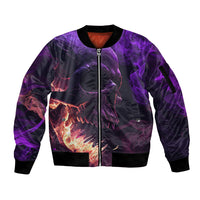 Fire Skull Sleeve Zip Bomber Jacket The Only Thing That Can Stop Me Is Me - Wonder Print Shop