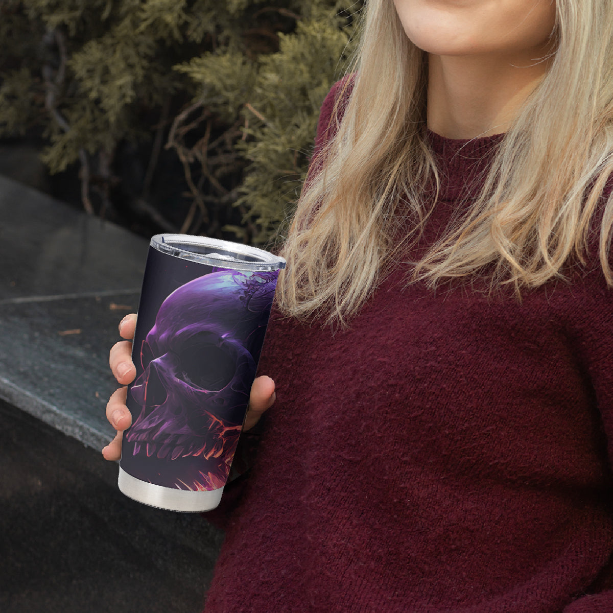 Fire Skull Tumbler Cup The Only Thing That Can Stop Me Is Me - Wonder Print Shop