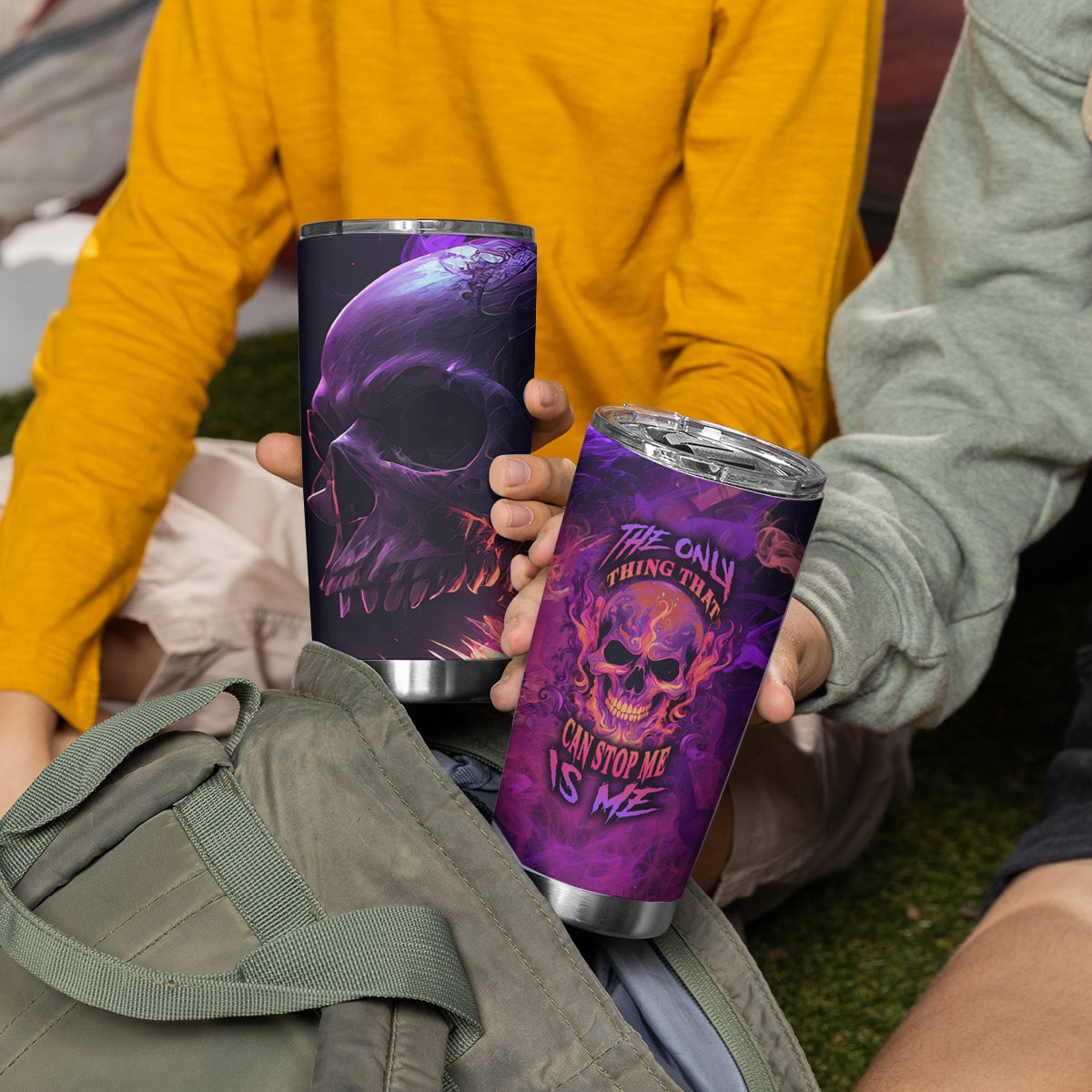 Fire Skull Tumbler Cup The Only Thing That Can Stop Me Is Me - Wonder Print Shop