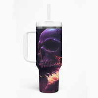 Fire Skull Tumbler With Handle The Only Thing That Can Stop Me Is Me - Wonder Print Shop