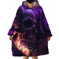 Fire Skull Wearable Blanket Hoodie The Only Thing That Can Stop Me Is Me - Wonder Print Shop
