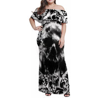 Skull Family Matching Off Shoulder Maxi Dress and Hawaiian Shirt Inequitable Spirit - Wonder Print Shop