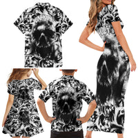 Skull Family Matching Short Sleeve Bodycon Dress and Hawaiian Shirt Inequitable Spirit - Wonder Print Shop