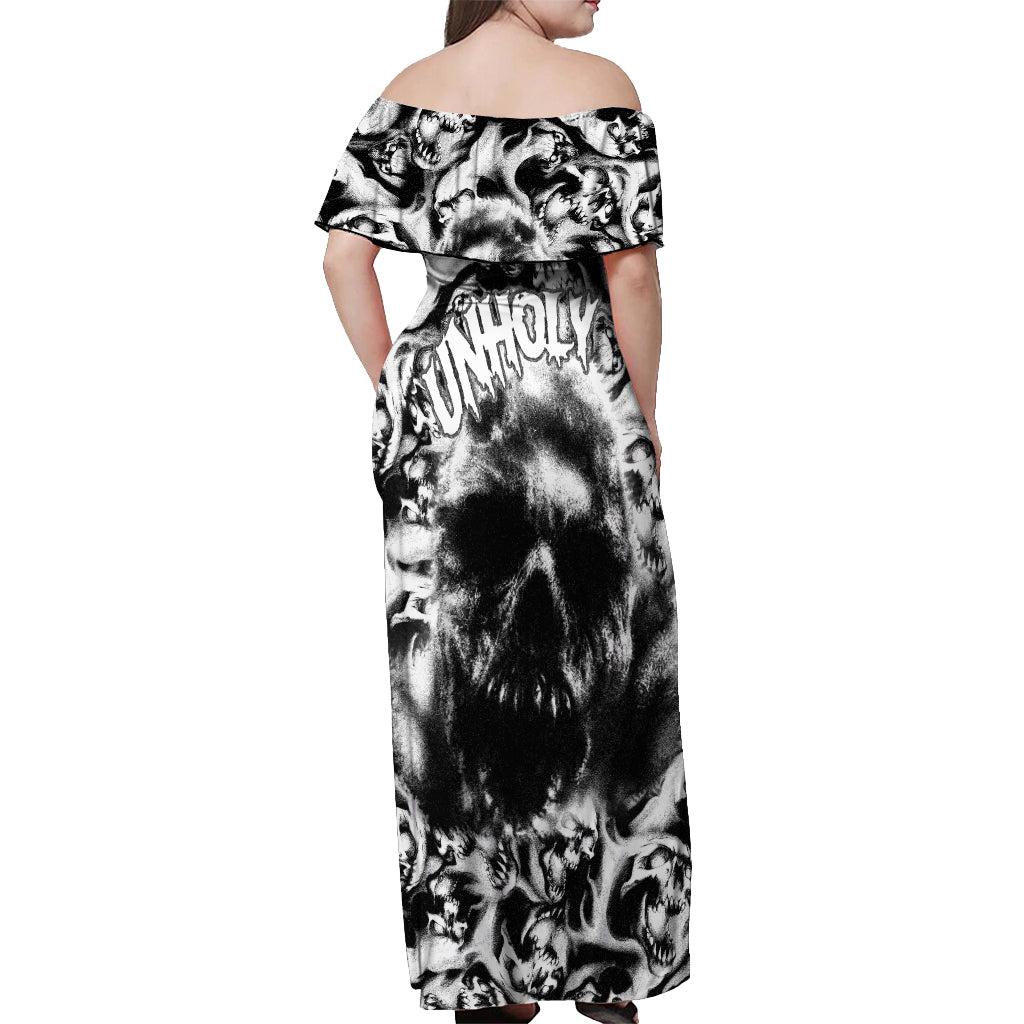 Skull Off Shoulder Maxi Dress Inequitable Spirit - Wonder Print Shop
