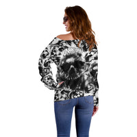 Skull Off Shoulder Sweater Inequitable Spirit - Wonder Print Shop