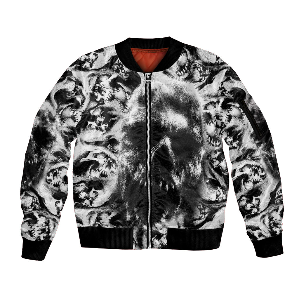 Skull Sleeve Zip Bomber Jacket Inequitable Spirit - Wonder Print Shop