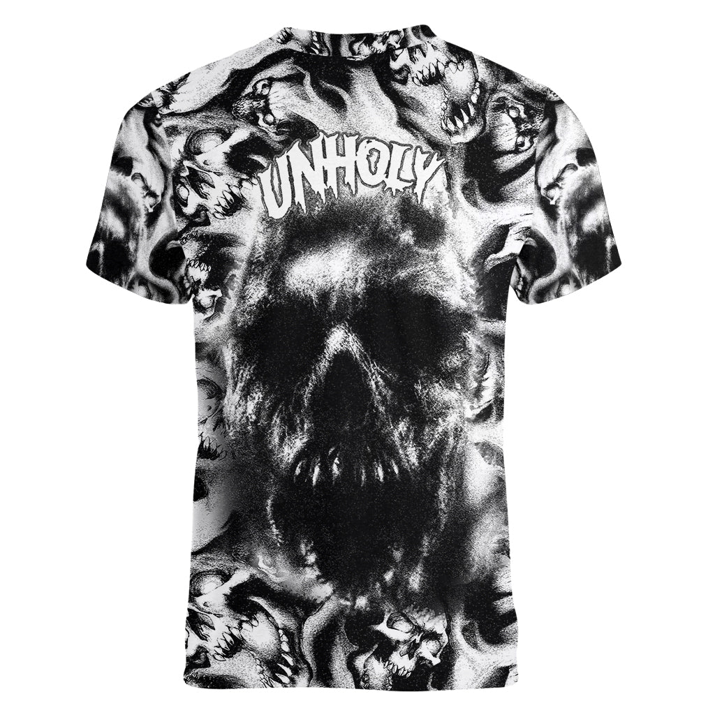 Skull Women V Neck T Shirt Inequitable Spirit - Wonder Print Shop