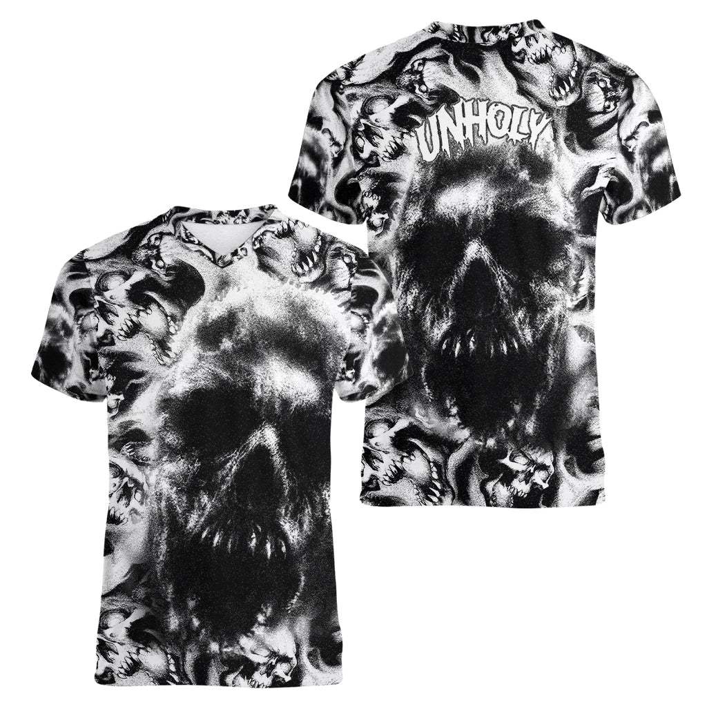 Skull Women V Neck T Shirt Inequitable Spirit - Wonder Print Shop