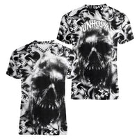 Skull Women V Neck T Shirt Inequitable Spirit - Wonder Print Shop