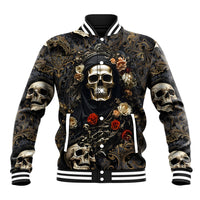 Skull Roses Baseball Jacket Never Say Die - Wonder Print Shop