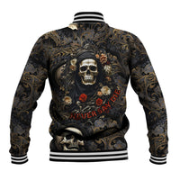 Skull Roses Baseball Jacket Never Say Die - Wonder Print Shop