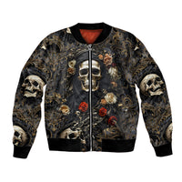 Skull Roses Bomber Jacket Never Say Die - Wonder Print Shop