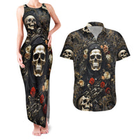 Skull Roses Couples Matching Tank Maxi Dress and Hawaiian Shirt Never Say Die - Wonder Print Shop