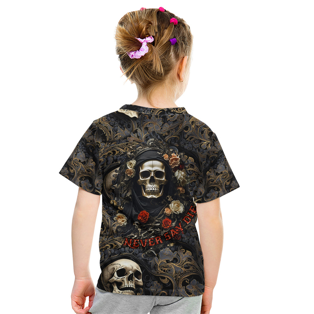 Skull Roses Kid T Shirt Never Say Die - Wonder Print Shop
