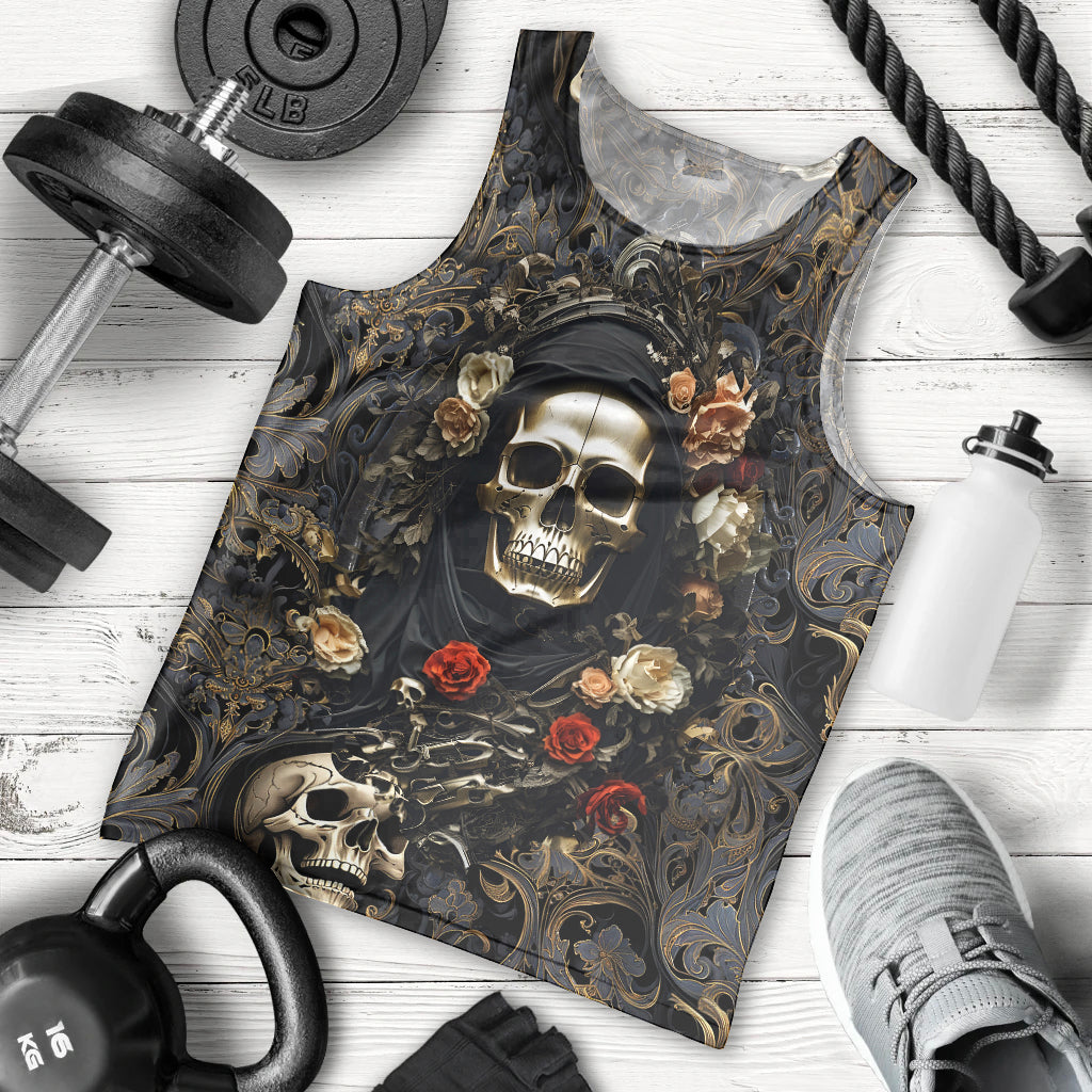 Skull Roses Men Tank Top Never Say Die - Wonder Print Shop