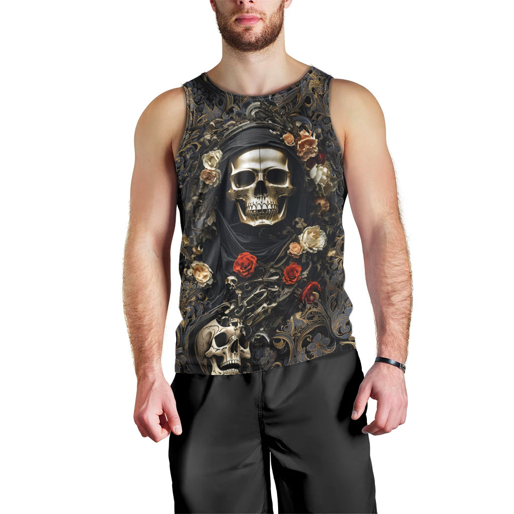 Skull Roses Men Tank Top Never Say Die - Wonder Print Shop