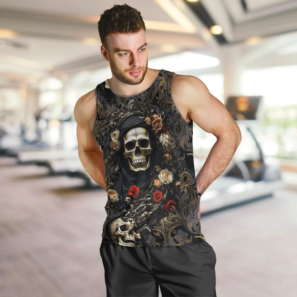 Skull Roses Men Tank Top Never Say Die - Wonder Print Shop