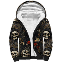 Skull Roses Sherpa Hoodie Never Say Die - Wonder Print Shop
