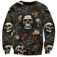 Skull Roses Sweatshirt Never Say Die - Wonder Print Shop