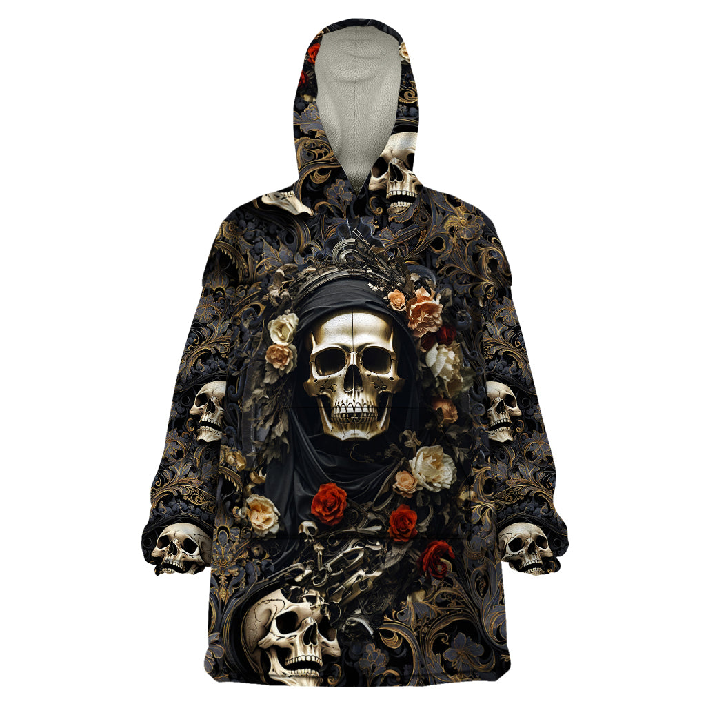 Skull Roses Wearable Blanket Hoodie Never Say Die - Wonder Print Shop