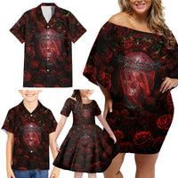 Skull Roses Family Matching Off Shoulder Short Dress and Hawaiian Shirt You Are Not Hard To Love - Wonder Print Shop