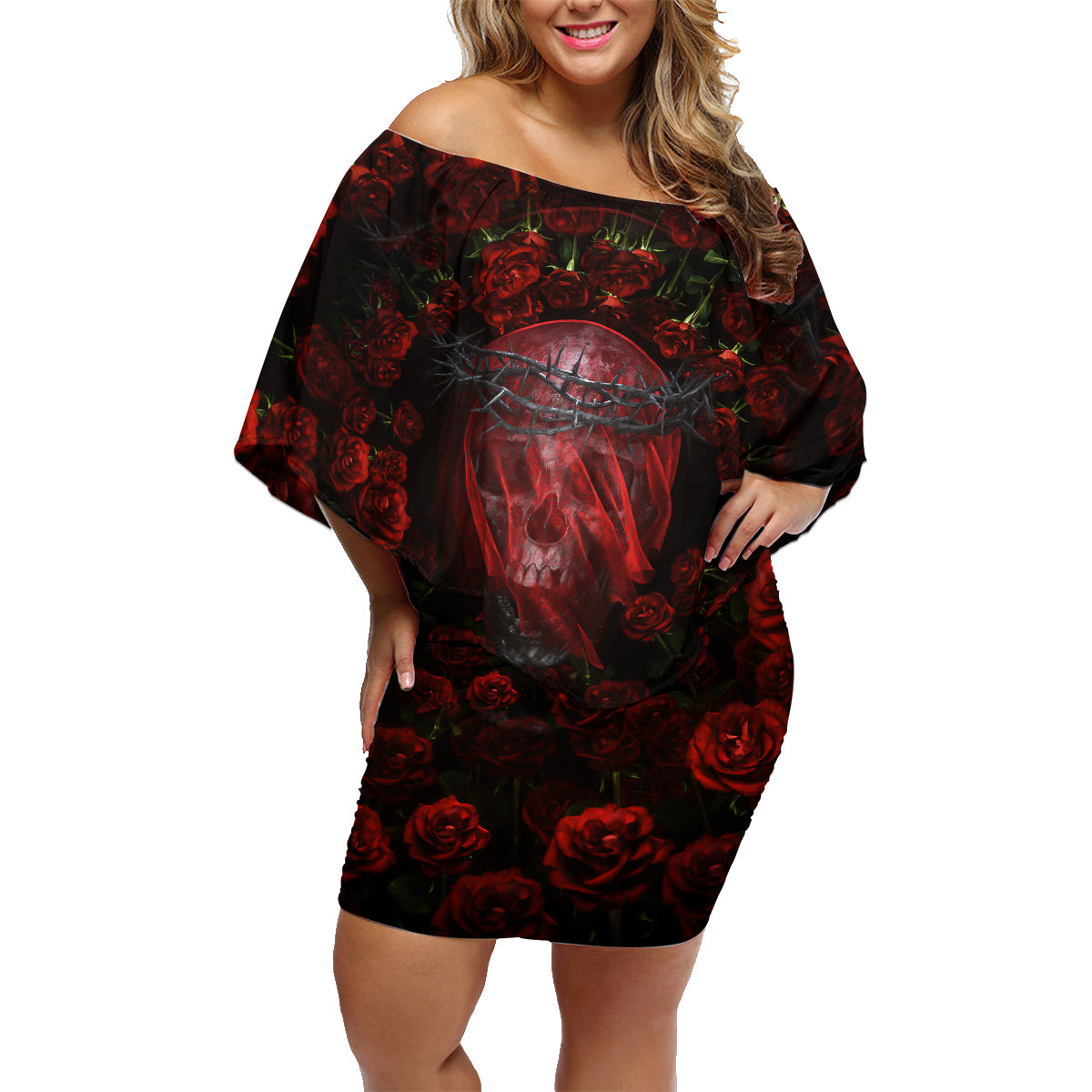 Skull Roses Family Matching Off Shoulder Short Dress and Hawaiian Shirt You Are Not Hard To Love - Wonder Print Shop