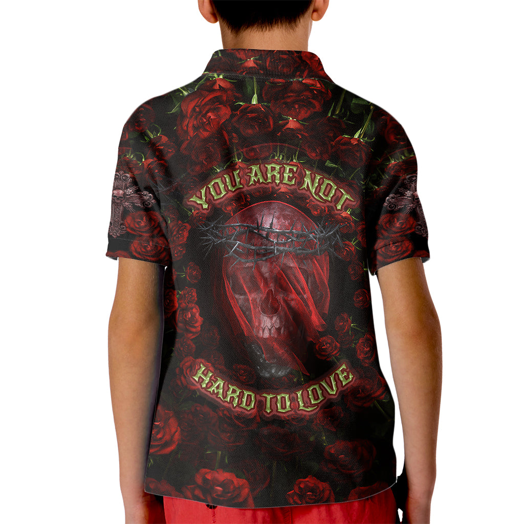Skull Roses Kid Polo Shirt You Are Not Hard To Love - Wonder Print Shop