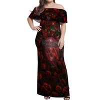 Skull Roses Off Shoulder Maxi Dress You Are Not Hard To Love - Wonder Print Shop