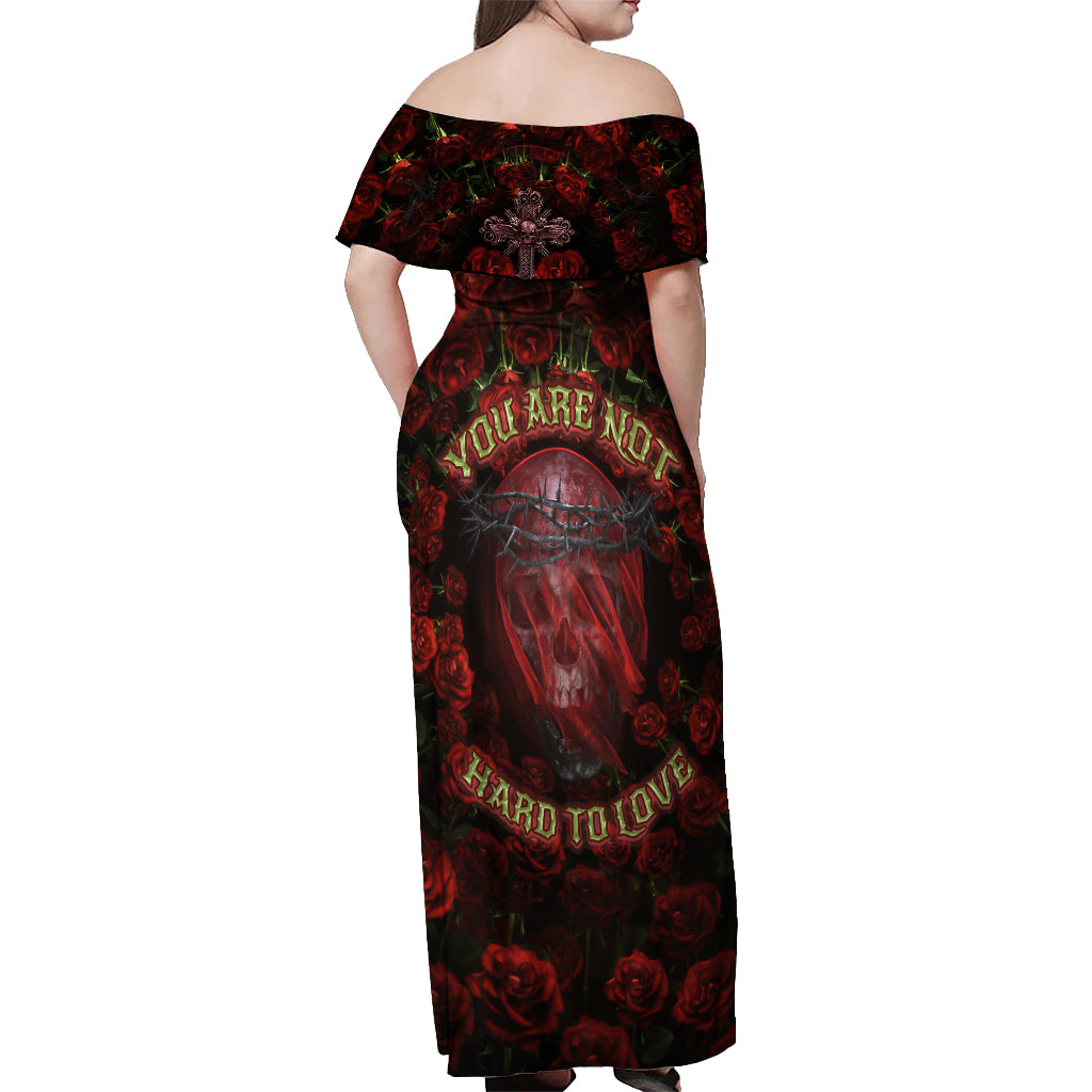 Skull Roses Off Shoulder Maxi Dress You Are Not Hard To Love - Wonder Print Shop