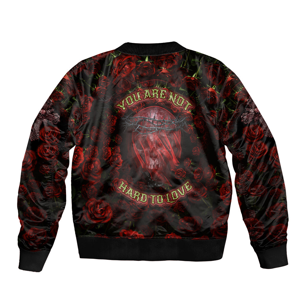Skull Roses Sleeve Zip Bomber Jacket You Are Not Hard To Love - Wonder Print Shop