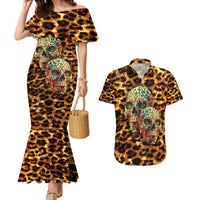 Leopard Skull Couples Matching Mermaid Dress and Hawaiian Shirt Dead Inside - Wonder Print Shop