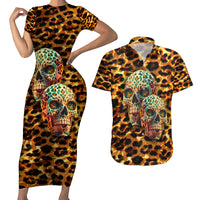Leopard Skull Couples Matching Short Sleeve Bodycon Dress and Hawaiian Shirt Dead Inside - Wonder Print Shop