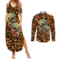 Leopard Skull Couples Matching Summer Maxi Dress and Long Sleeve Button Shirts Dead Inside - Wonder Print Shop