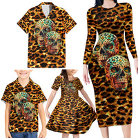 Leopard Skull Family Matching Long Sleeve Bodycon Dress and Hawaiian Shirt Dead Inside - Wonder Print Shop