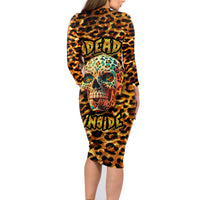 Leopard Skull Family Matching Long Sleeve Bodycon Dress and Hawaiian Shirt Dead Inside - Wonder Print Shop