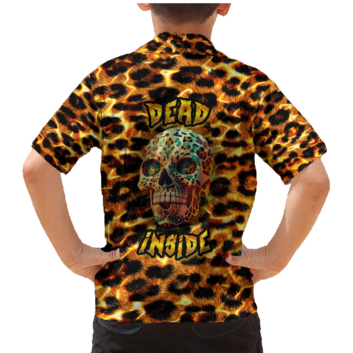 Leopard Skull Family Matching Mermaid Dress and Hawaiian Shirt Dead Inside - Wonder Print Shop