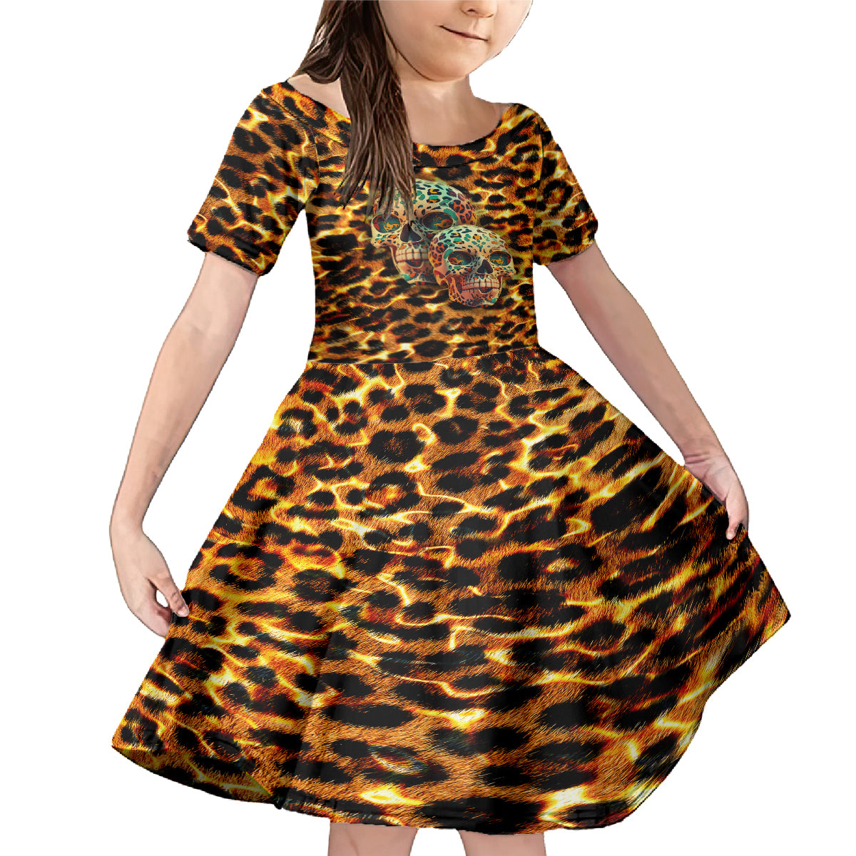Leopard Skull Family Matching Mermaid Dress and Hawaiian Shirt Dead Inside - Wonder Print Shop