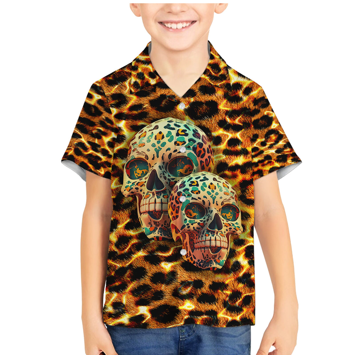 Leopard Skull Family Matching Mermaid Dress and Hawaiian Shirt Dead Inside - Wonder Print Shop